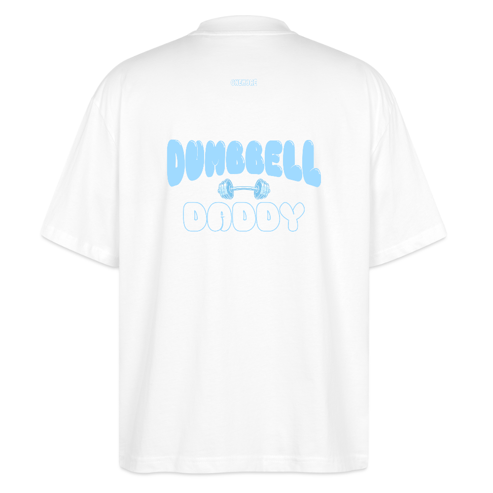 "Dumbbell Daddy" Oversized Premium Tee - Weiß