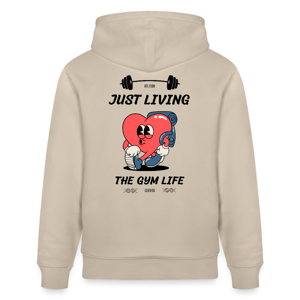 "GYM Life" Premium Hoodie Black Backprint - Beige
