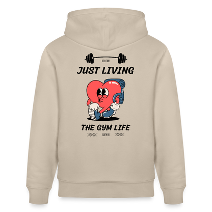 "GYM Life" Premium Hoodie Black Backprint - Beige