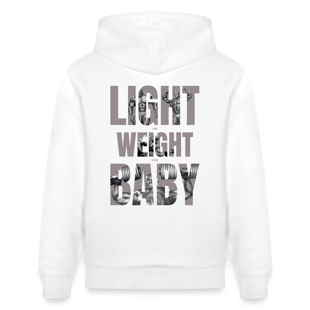 "Light Weight" Premium Hoodie Backprint - Weiß