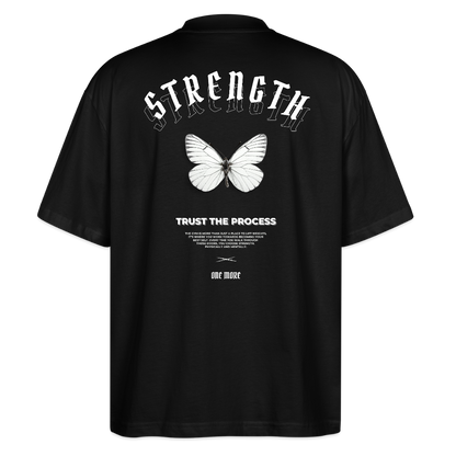 "Strength" Oversized Premium T-Shirt White Backprint - Schwarz